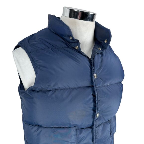 Vintage Woolrich Down Puffer Vest Womens Medium Blue Insulated Snaps 90s - Picture 2 of 11